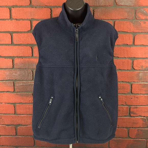 Polo By Ralph Lauren Women's‎ Vest Full Zip Fleece Large Blue Outdoor - Picture 1 of 6